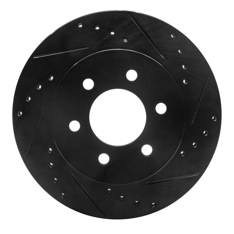 Dodge Dakota Brake Rotor (1) - Front Right - R1 Concepts - Drilled & Slotted - Black - `97-`02